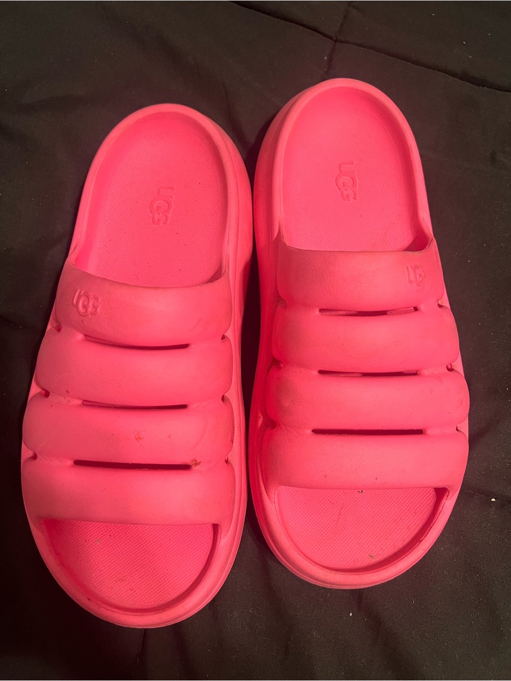 UGG Kids Bright Pink Slide Sandals